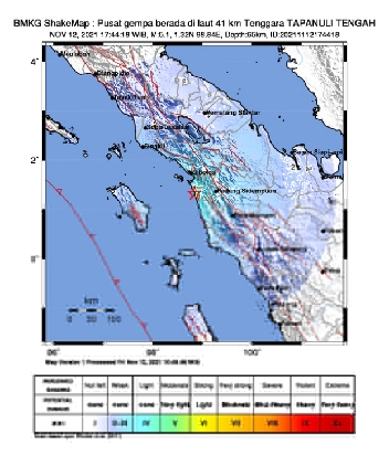 Gempa Berkekuatan M5,1 Guncang Tapanuli Tengah, Getarannya Dirasakan hingga Nias
