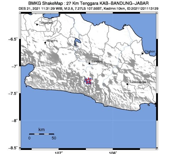 Kabupaten Bandung Gempa M2,6, Getaran Dirasakan Sebagian Warga