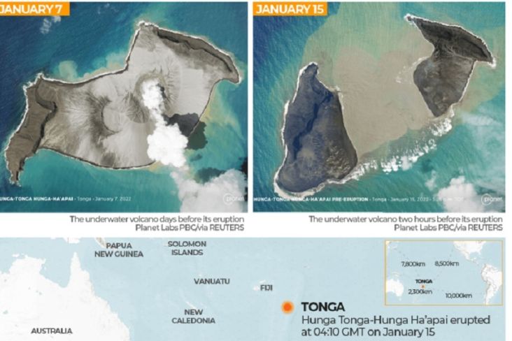 Efek Letusan Gunung Berapi: Tonga Rusak Signifikan, Tsunami Terjang Pasifik