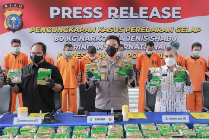 Polda Riau Gagalkan Penyelundupan 80 Kg Sabu dari Malaysia, 11 Pelaku Ditangkap