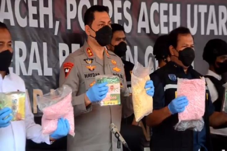 Polda Aceh Gagalkan Penyelundupan Sabu 189 Kg dan 38.000 Ekstasi Jaringan Internasional