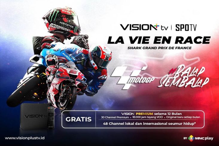 Yuk, Nonton MotoGP Prancis 2022, Live via Channel SPOTV di Vision+ TV!