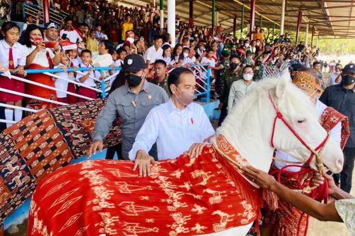Momen Jokowi Nonton Pacuan Kuda di NTT