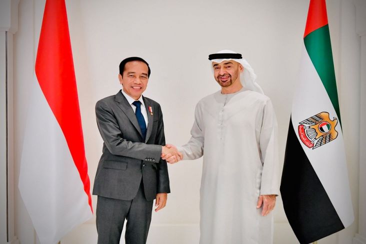 Presiden Jokowi Bertemu Presiden MBZ di Istana Al Shatie