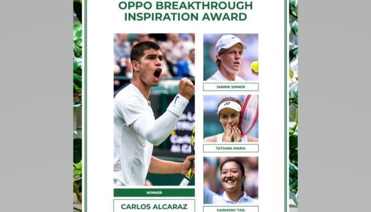 Carlos Alcaraz Sabet OPPO Breakthrough Inspiration Award