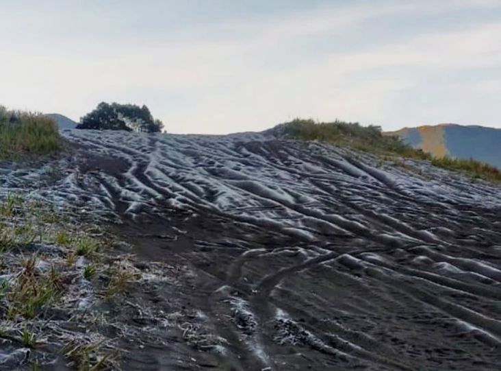 Fenomena Embun Es di Gunung Bromo, Pengelola: Suhu Capai 2 Derajat Celcius