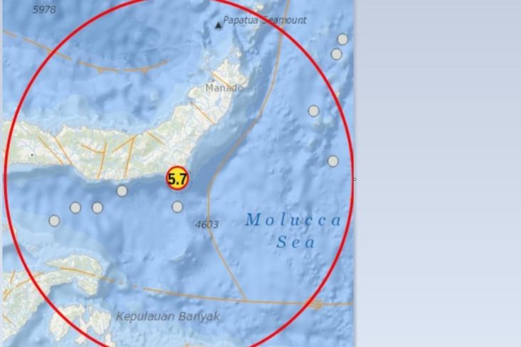 Gempa Bumi Tektonik M5,7 Guncang Bolaang Mongondow Selatan, Tidak Berpotensi Tsunami