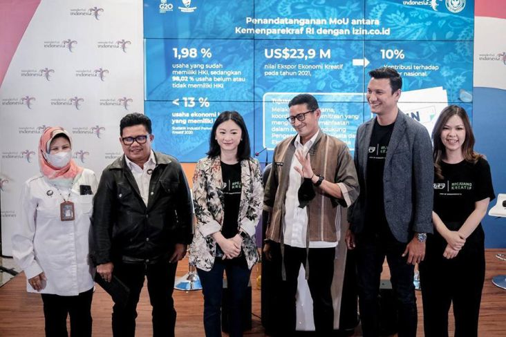 Lindungi Hak Kekayaan Intelektual Pejuang Kreatif, Sandiaga Uno: Kemenparekraf dan IZIN.co.id Kolaborasi