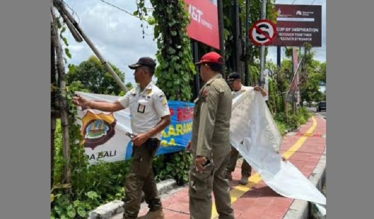Papan Iklan Sepanjang Jalur G20 Dibongkar Satpol PP Bali, Diganti 2.500 Penjor