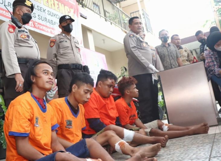 4 Pencuri Ranmor di Surabaya Dihadiahi Timah Panas karena Melawan
