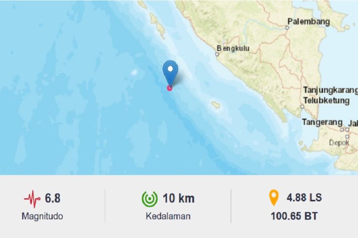 Getaran Gempa Dirasakan IV Skala MMI di Enggano hingga Kota Bengkulu