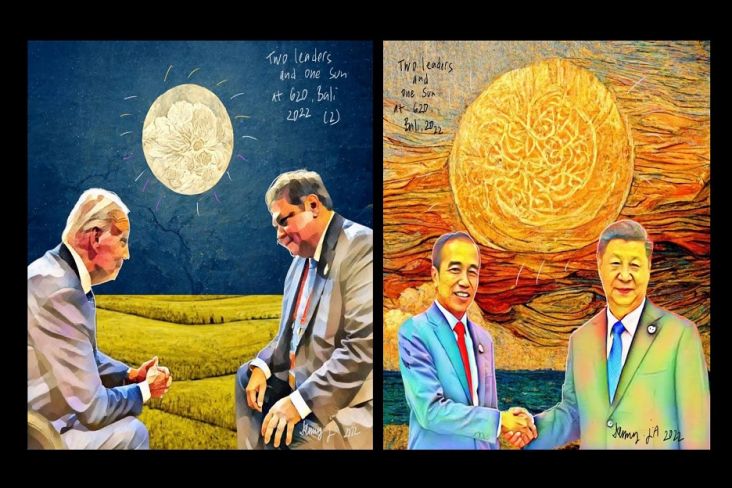 Abadikan Jokowi Lewat Lukisan, Denny JA: Semoga G20 Berevolusi Jadi Matahari Baru