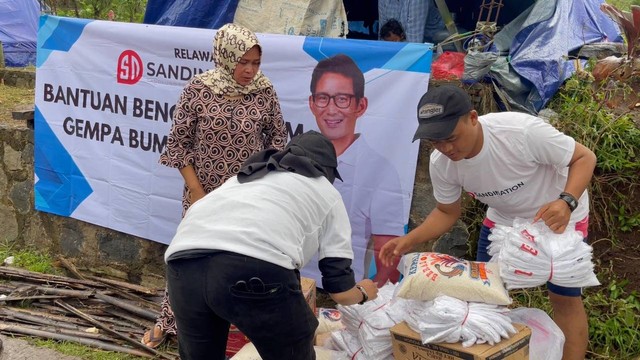 Relawan Sandiaga Uno Salurkan Bantuan di 20 Titik Terdampak Gempa Cianjur