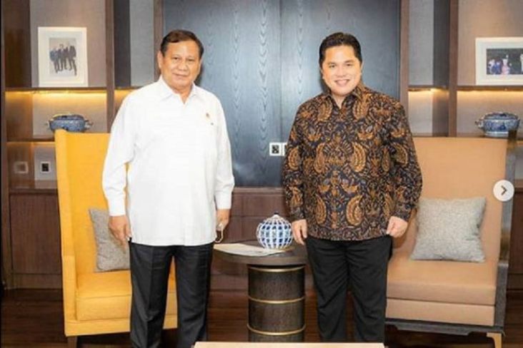 Survei Poltracking: Prabowo dan Erick Thohir Menteri dengan Tingkat Kepuasan Terbaik