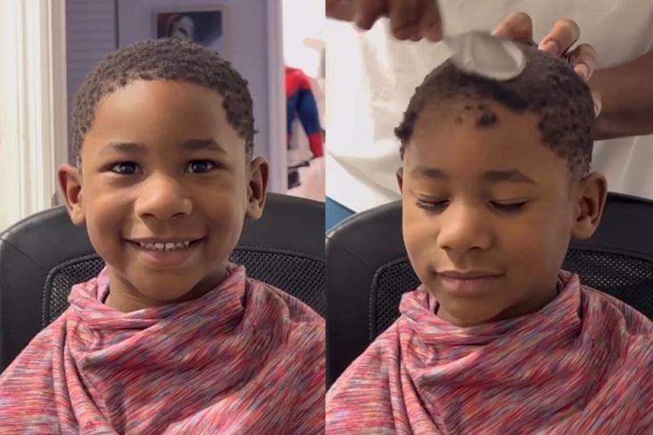 Viral! Seorang Ayah Cukur Rambut Anak Pakai Sendok, Kreatif Banget