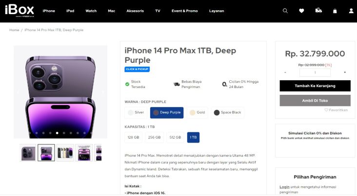 Perbandingan Harga iPhone 14 Pro Max Blibli vs iBox, Siapa Lebih Murah?