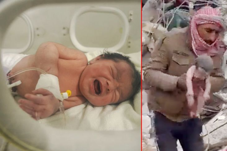 Bayi Baru Lahir Dikeluarkan Hidup-hidup dari Puing-puing Gempa di Suriah