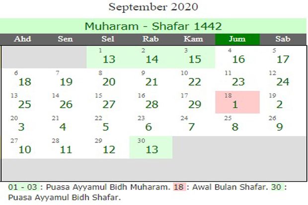 Puasa ayyamul bidh bulan oktober 2021