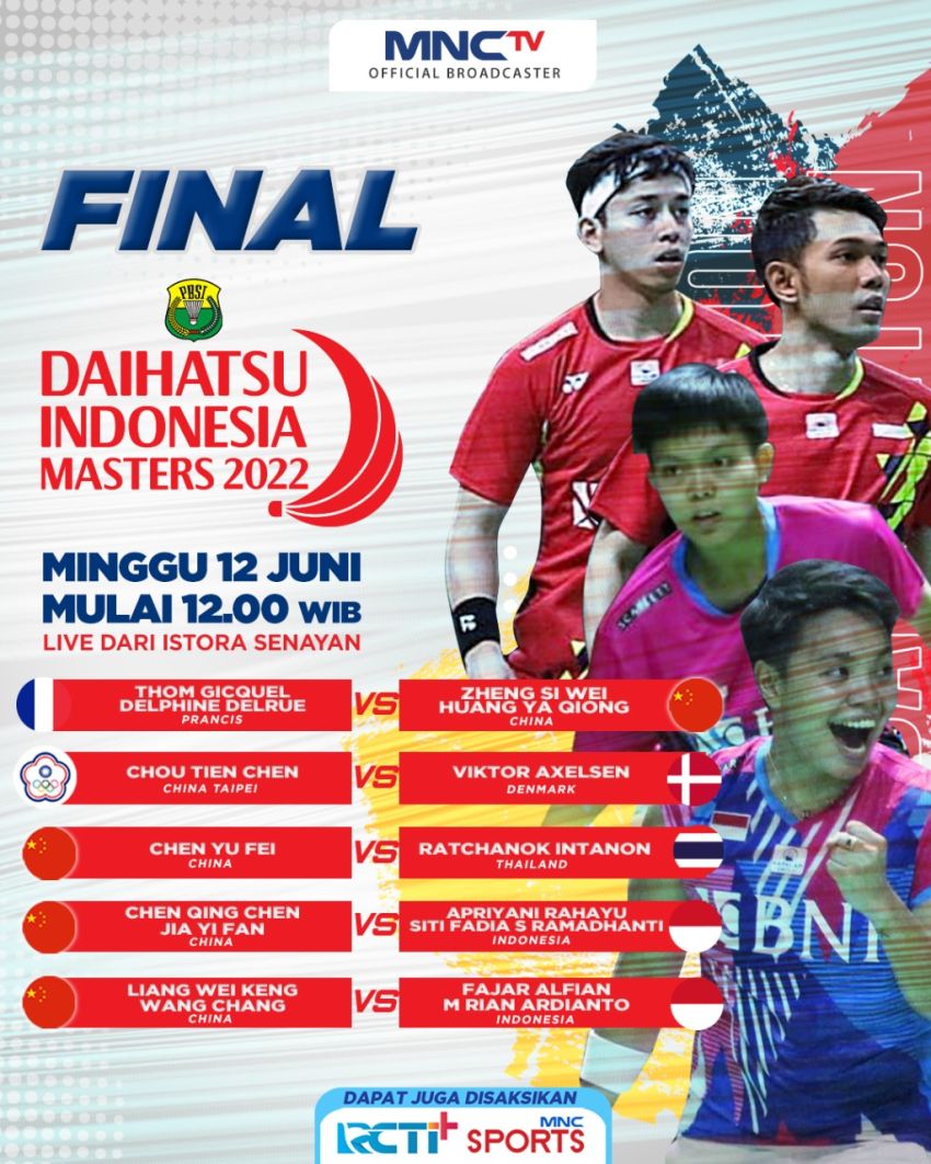 Live di MNCTV! 2 Wakil Indonesia Bertanding di Final Daihatsu Indonesia Masters 2022