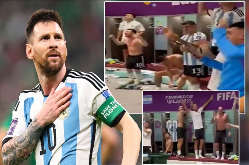 Kegilaan Ruang Ganti Argentina: Messi Telanjang Dada Nyanyikan Maradona