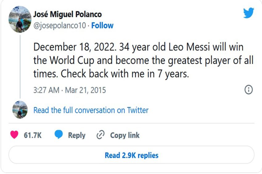 Cuitan 7 Tahun Viral Tebak Messi Tampil di Final dan Antar Argentina Juara Piala Dunia 2022