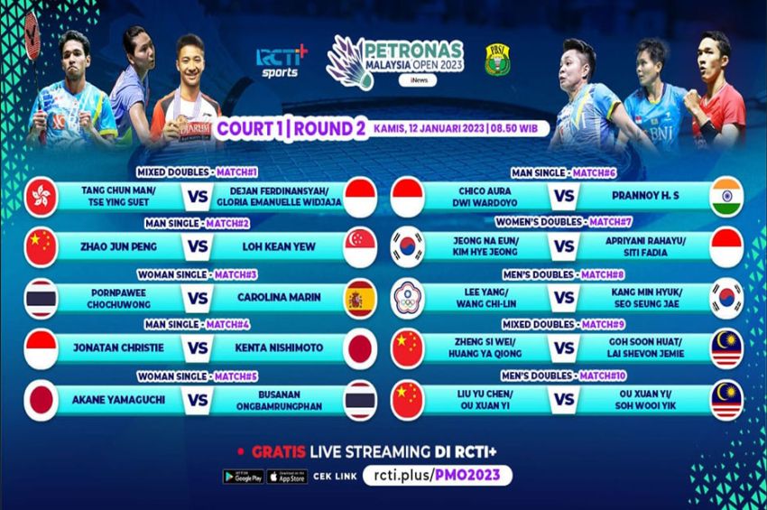 Link Live Streaming Malaysia Open 2023 di RCTI Plus, Gratis!