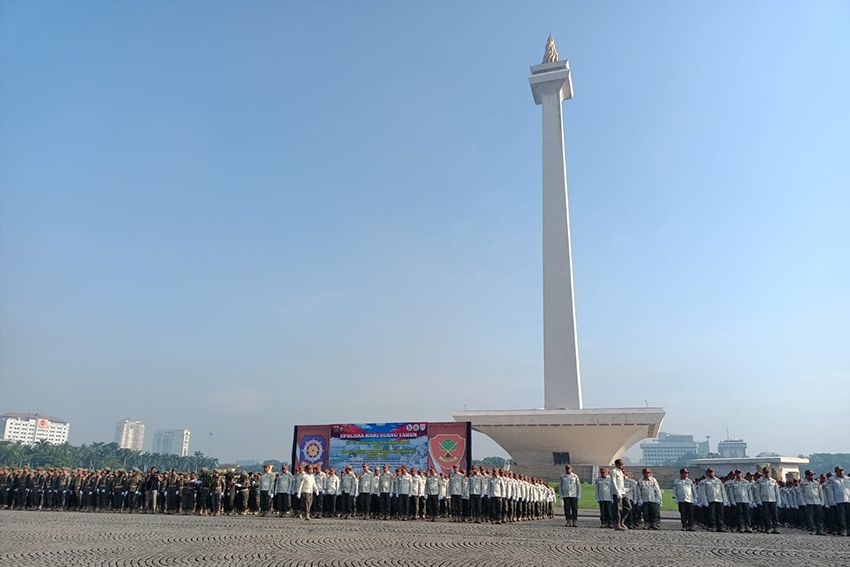 Ratusan Satpol PP Kumpul di Lapangan Monas Jakarta, Ada Apa?