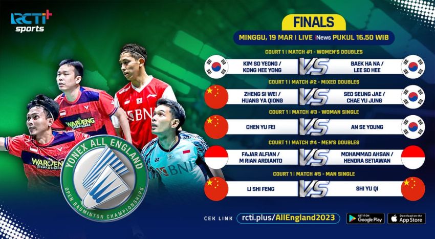 Link Live Streaming Final All England 2023 di RCTI Plus: Ganda Putra Indonesia Pastikan 1 Gelar