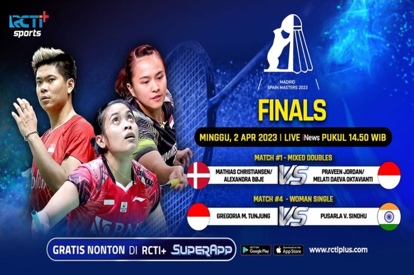 Link Live Streaming Final Spain Masters 2023 Gratis di RCTI+: Indonesia Berpeluang Bawa Pulang 2 Gelar!