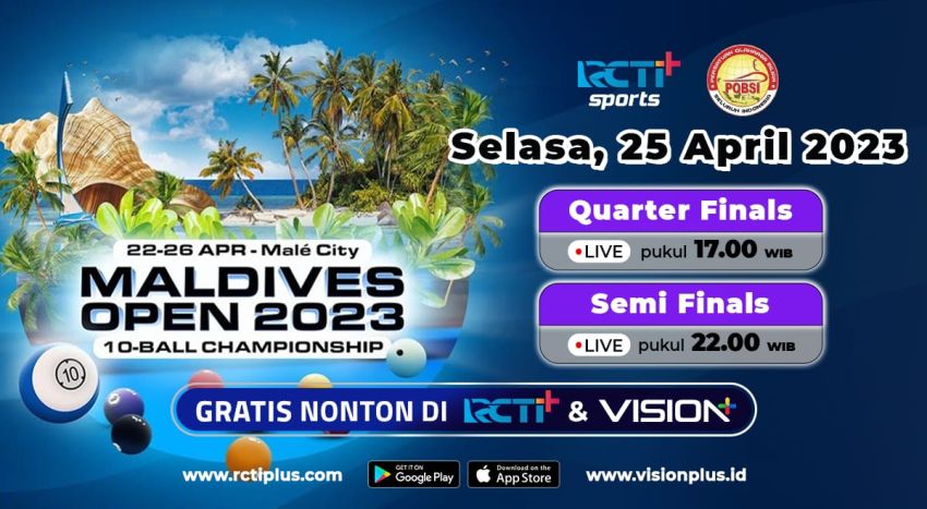 Link Live Streaming Turnamen Biliar Maldives Open di RCTI Plus, Selasa (25/4/2023)