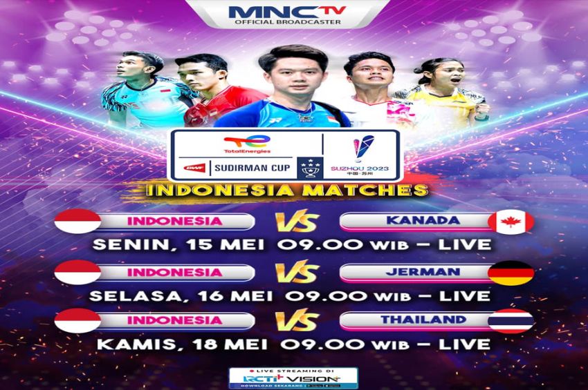 Live di MNCTV Dukung Perjuangan Tim Bulu Tangkis Indonesia Rebut Total