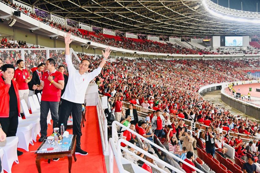 Keseruan Presiden Jokowi Nonton Timnas Indonesia vs Argentina di Stadion GBK
