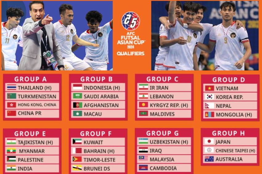 Hasil Undian Fase Grup Kualifikasi Piala Asia Futsal 2024 Indonesia
