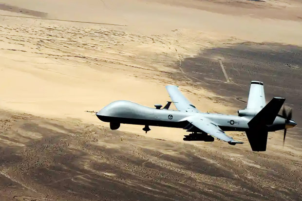 Drone AS Rusak Terkena Suar Jet Tempur Rusia
