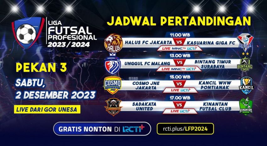 Link Live Streaming Liga Futsal Profesional 2023-2024 Pekan Ketiga, Ada Laga Derby Jatim