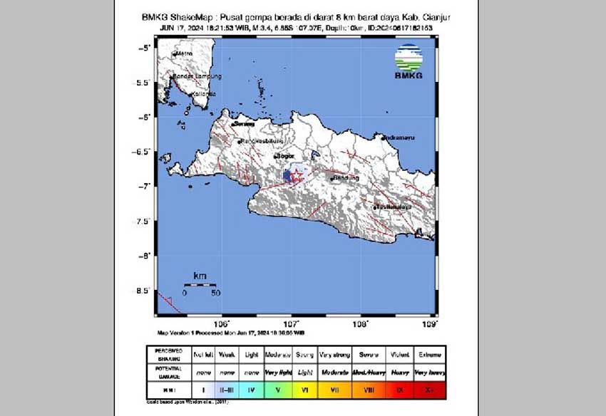 Gempa Dangkal M3,4 Guncang Kabupaten Cianjur