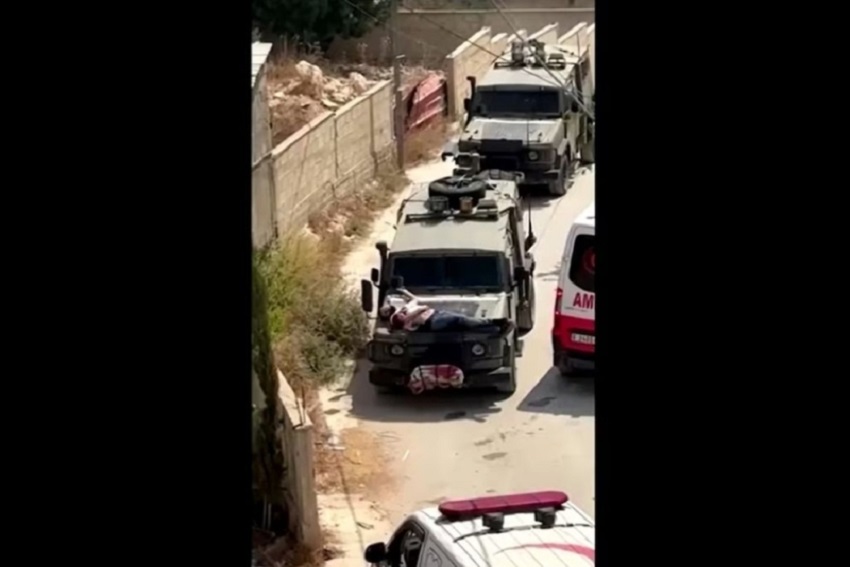 Viral, Tentara Israel Ikat Pria Palestina yang Terluka di Jip Militer Seperti Binatang Buruan