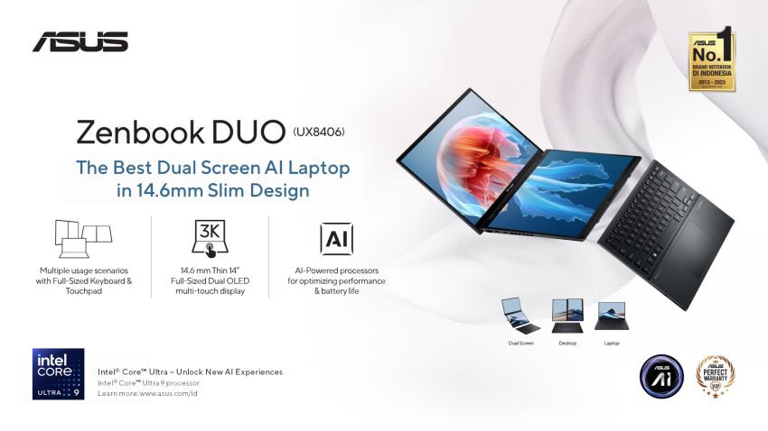 ASUS Zenbook DUO Hadir dengan Intel Core Ultra 9 Processor