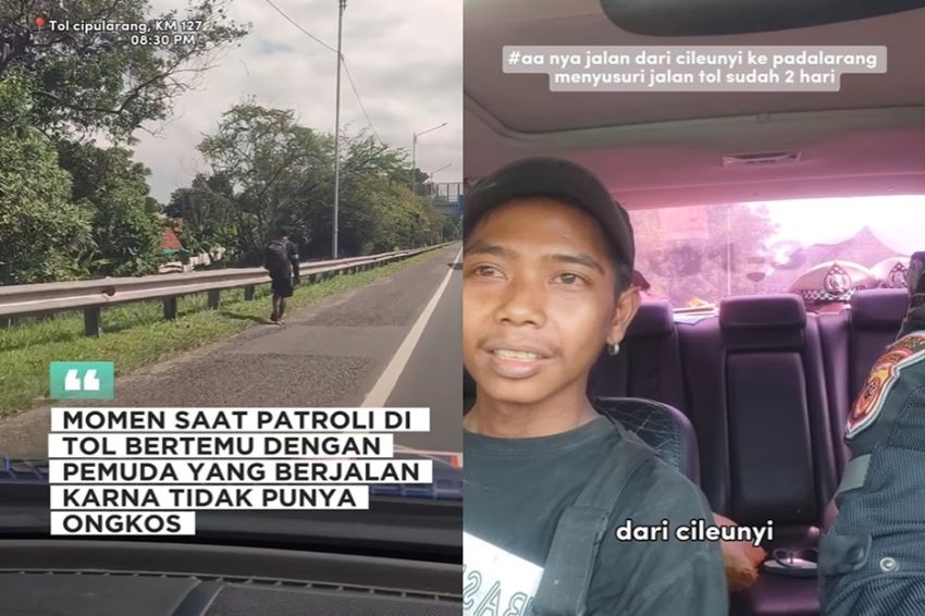 Pilu! Tak Punya Ongkos untuk Pulang, Pria Ini Nekat Jalan Kaki di Tol Cileunyi-Padalarang