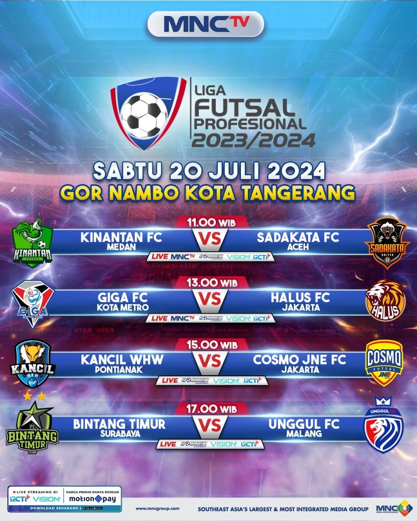 Liga Futsal Profesional Pekan ke-20: Giga FC Kota Metro vs Halus FC Jakarta di MNCTV