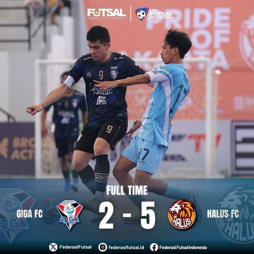 Hasil Liga Futsal Profesional: Halus FC Taklukkan Giga FC dengan Skor 5-2