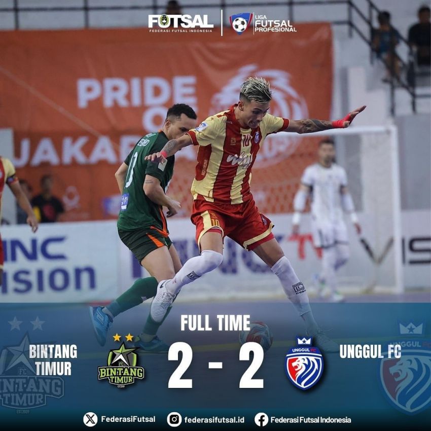 Liga Futsal Profesional: Bintang Timur Surabaya Ditahan Imbang Unggul FC