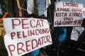Unjuk rasa Tuntut Hukuman Maksimal Oknum Guru Pelaku Kekerasan Seksual di Kediri