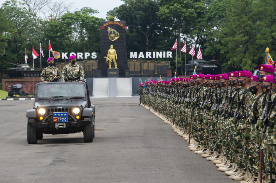 Korps Marinir Gelar Upacara HUT ke-76 di Markas Petarung Cilandak-0