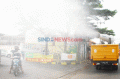 Armada Gunner Spray PMI Menyemprotkan Disinfektan ke Jalan
