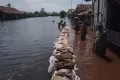 Petugas Gabungan dan Warga Berjibaku Bangun Tanggul Darurat Sungai Meduri Pekalongan yang Jebol