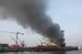 Kapal Kargo KM Anugerah Mandiri 8 Terbakar di Pelabuhan Tanjung Perak