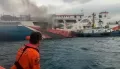 Penampakan Kebakaran Kapal Ferry KMP Royce 1 di Merak