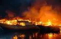 Penampakan Puluhan Kapal Nelayan Hangus Terbakar di Pelabuhan Jongor