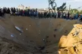 Ngeri, Lubang Besar Menganga di Khan Younis Gaza Diterjang Rudal Israel